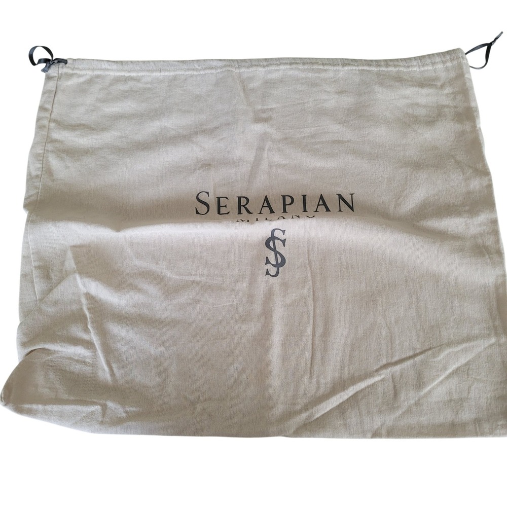Serapian Milano Large Cotton Drawstring Dust Bag Cream Handbag Protector Logo